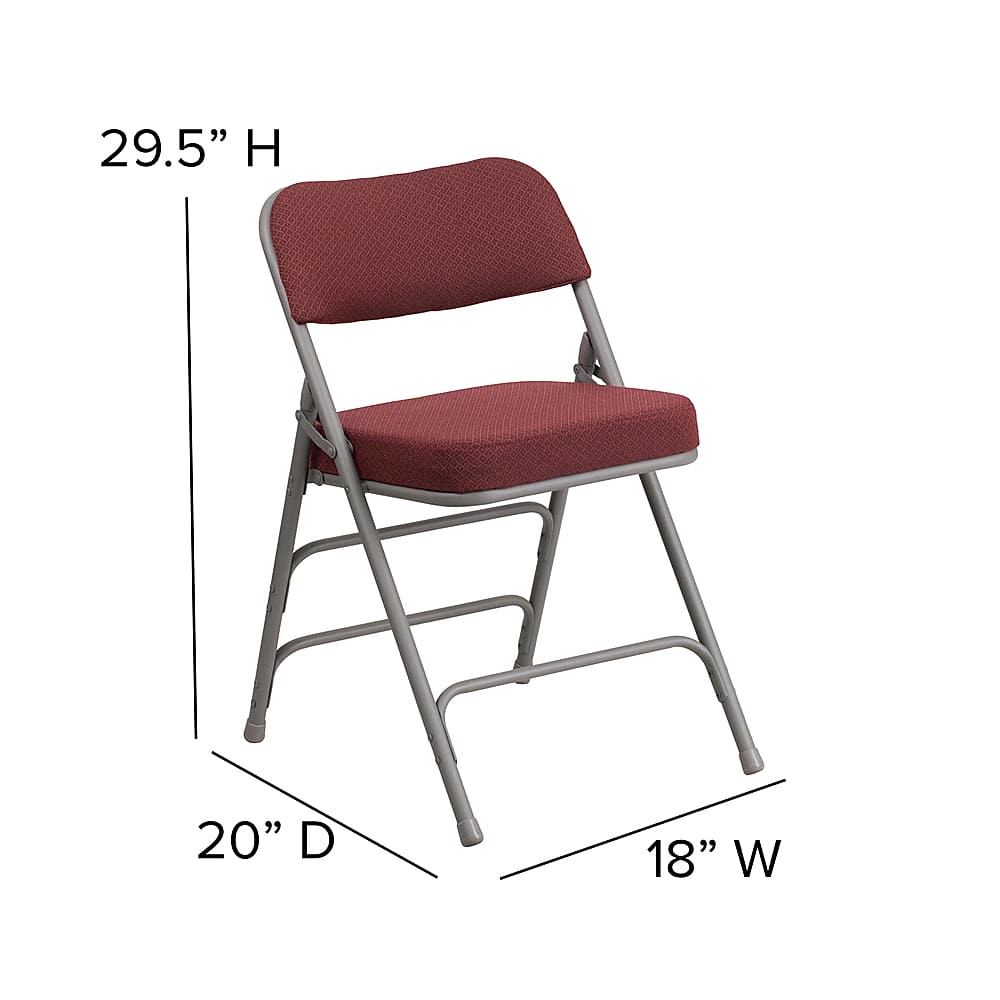 Alt View 13. Alamont Home - Hercules Series Curved Triple Braced Fabric Metal Folding Chair - Burgundy.