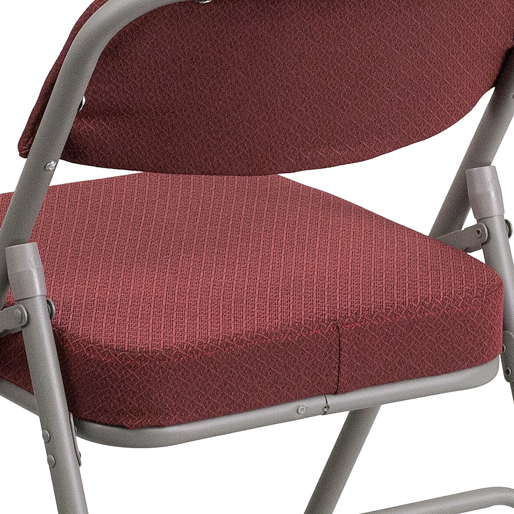Alt View 15. Alamont Home - Hercules Series Curved Triple Braced Fabric Metal Folding Chair - Burgundy.