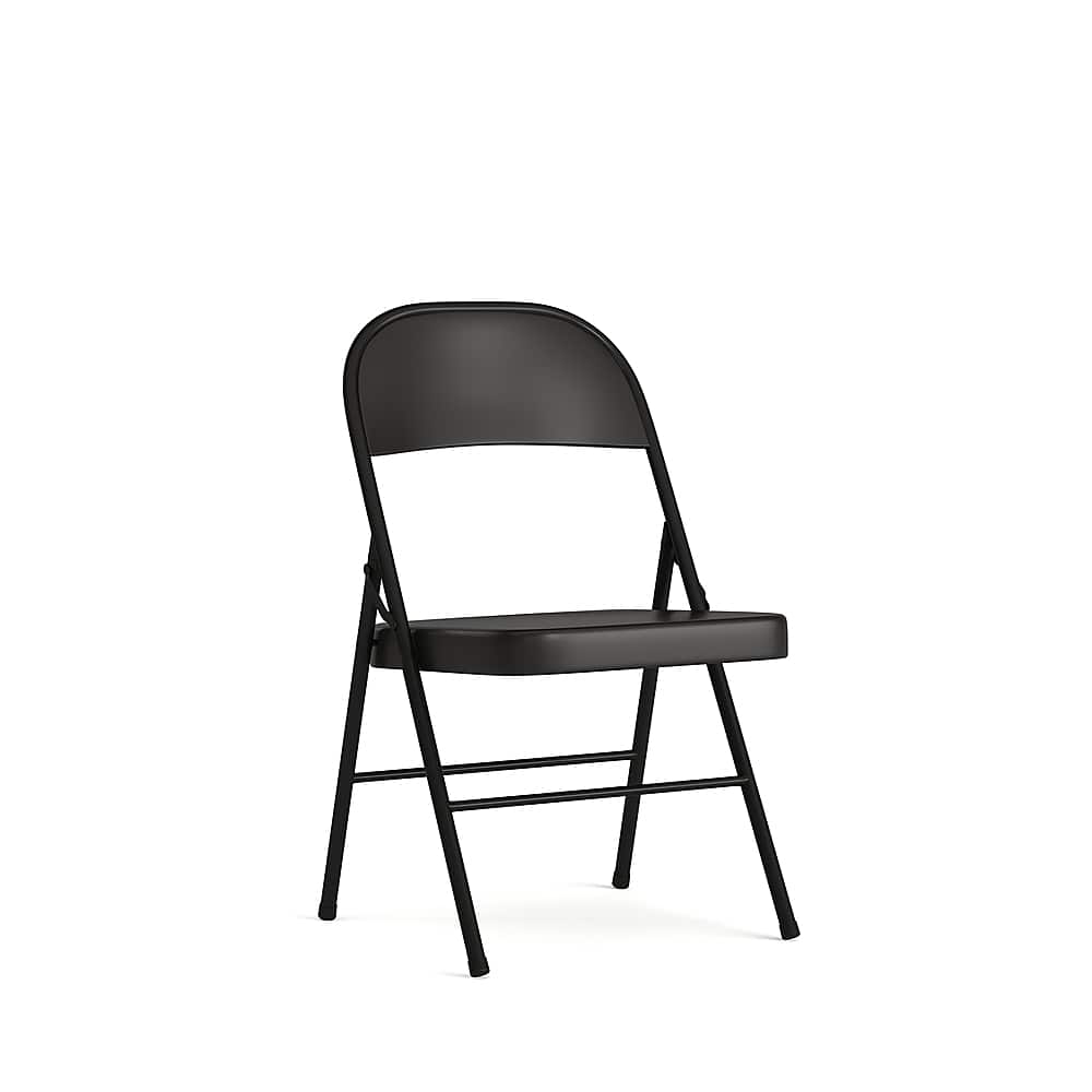 Front. Alamont Home - Hercules Series Double Braced Metal Folding Chair - Black.