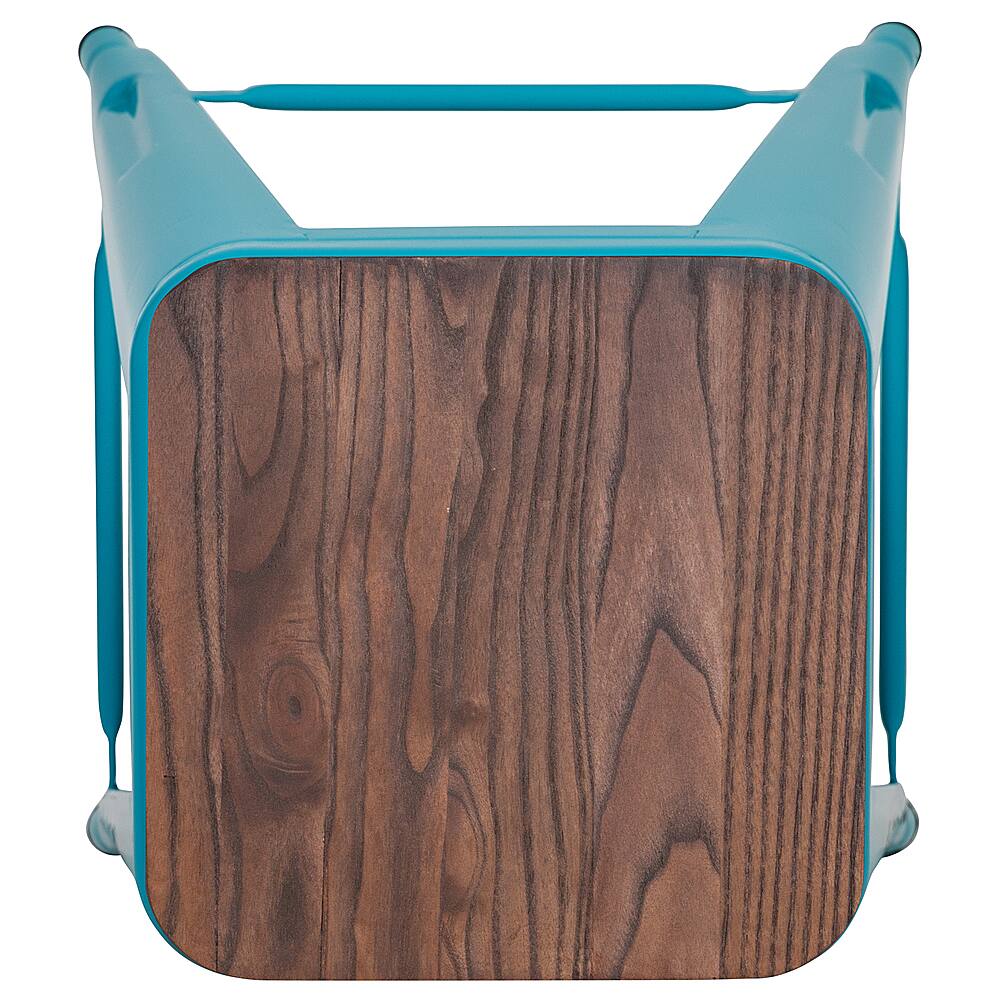 Alt View 16. Alamont Home - Metal Frame Bar Stool with Wood Seat (set of 4) - Teal.