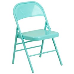 Flash Furniture - Hercules Metal Upholstered Folding Chair - Tantalizing Teal - Front_Zoom