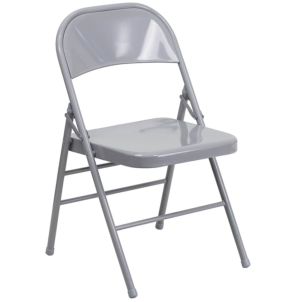 Front. Alamont Home - Hercules Metal Upholstered Folding Chair - Gray.