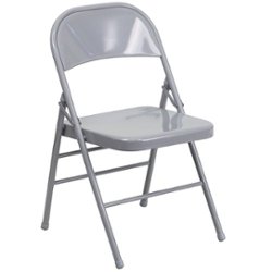Flash Furniture - Hercules Metal Upholstered Folding Chair - Gray - Front_Zoom