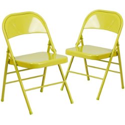 Flash Furniture - Hercules Colorburst Series Triple Braced Metal Folding Chair (set of 2) - Twisted Citron - Front_Zoom