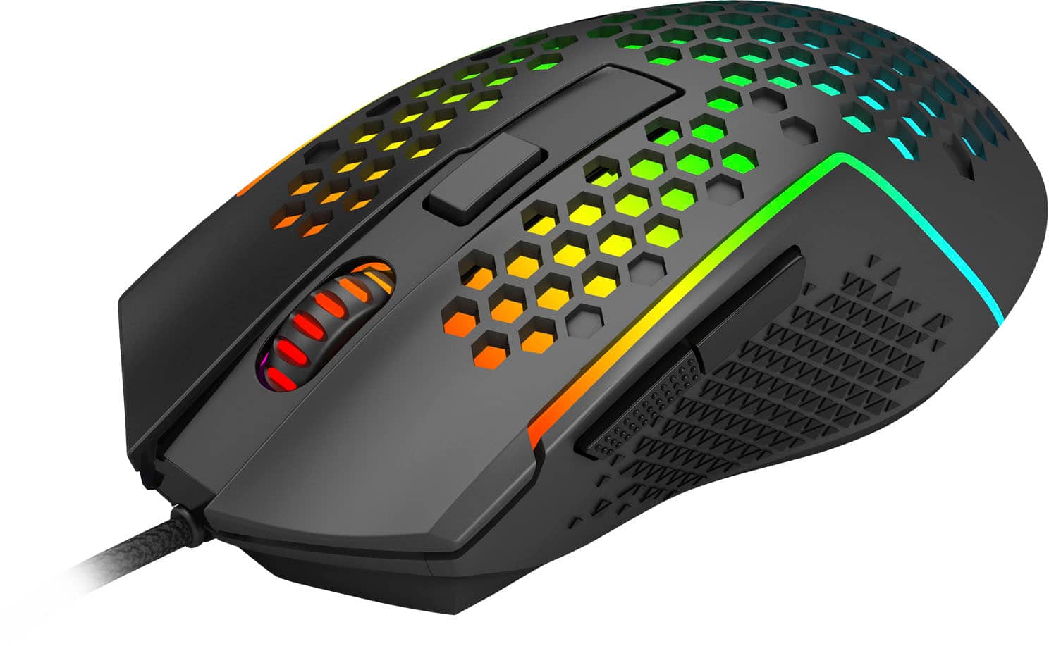 Angle. REDRAGON - M987-K Lightweight Wired Optical Gaming Mouse with RGB Backlighting - Black.