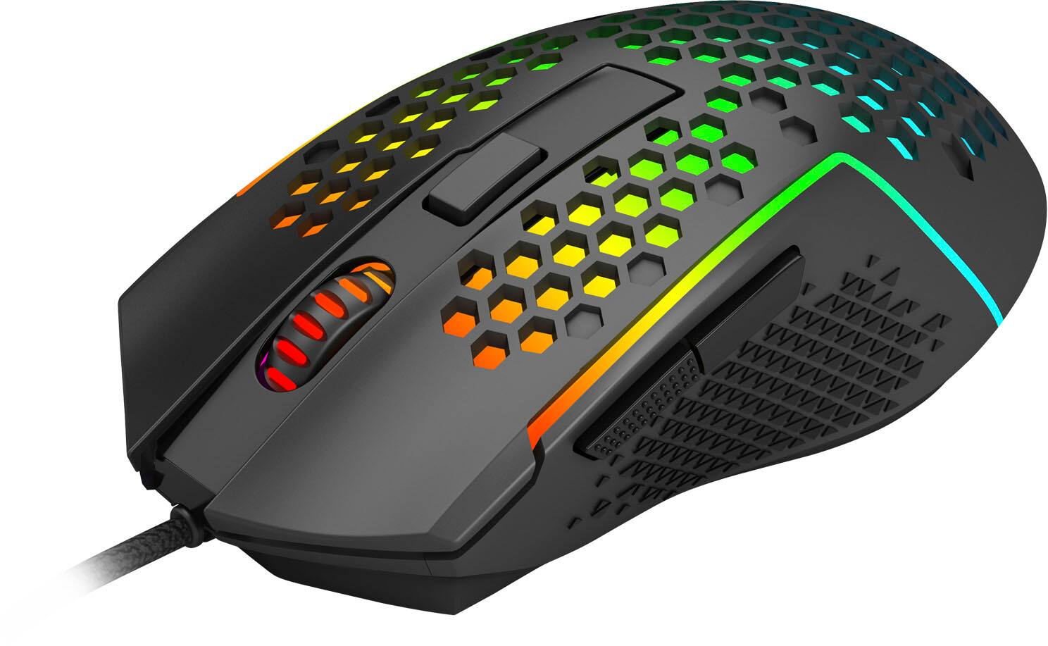 Angle. REDRAGON - M987-K Lightweight Wired Optical Gaming Mouse with RGB Backlighting - Black.