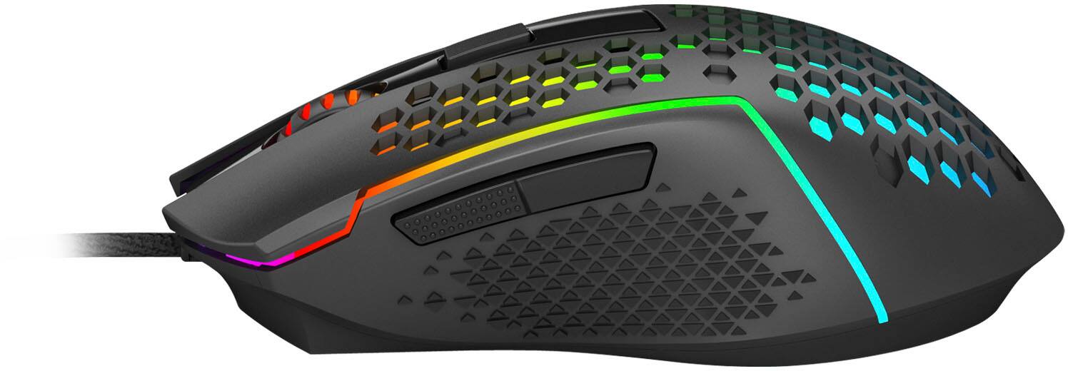 Left. REDRAGON - M987-K Lightweight Wired Optical Gaming Mouse with RGB Backlighting - Black.
