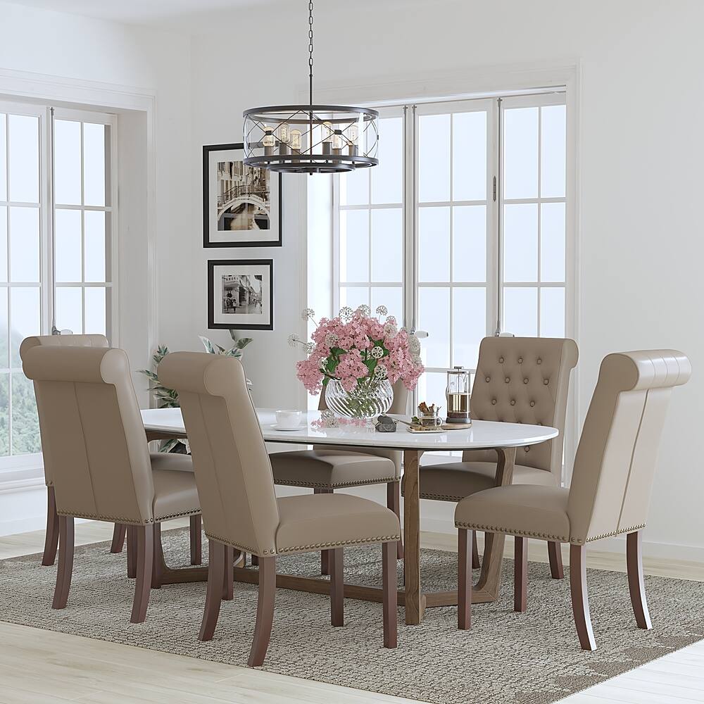 Alamont Home Hercules Dining Chair (Set of 6) Beige LeatherSoft 6ALA