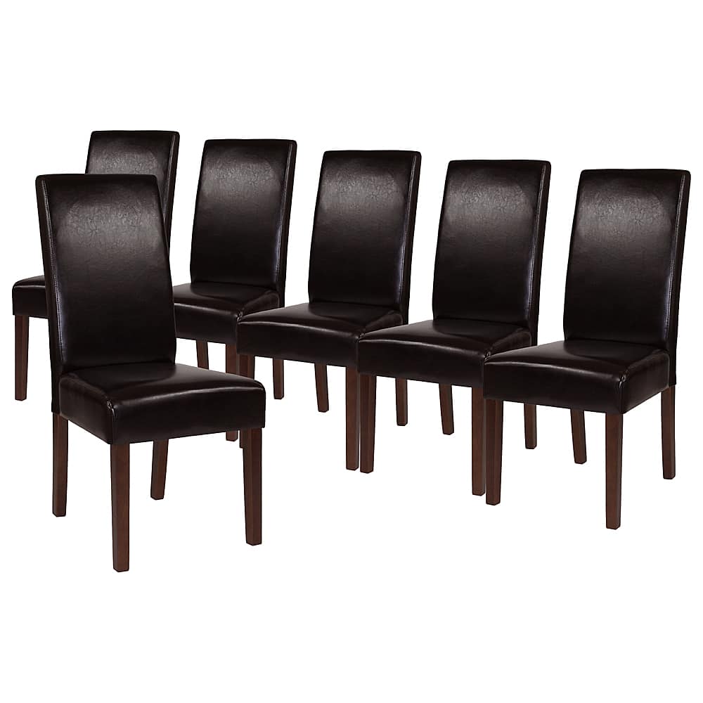Front. Alamont Home - Greenwich Dining Chair (Set of 6) - Brown LeatherSoft.