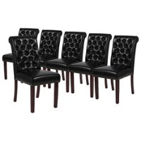 Flash Furniture - Hercules Dining Chair (Set of 6) - Black LeatherSoft - Front_Zoom