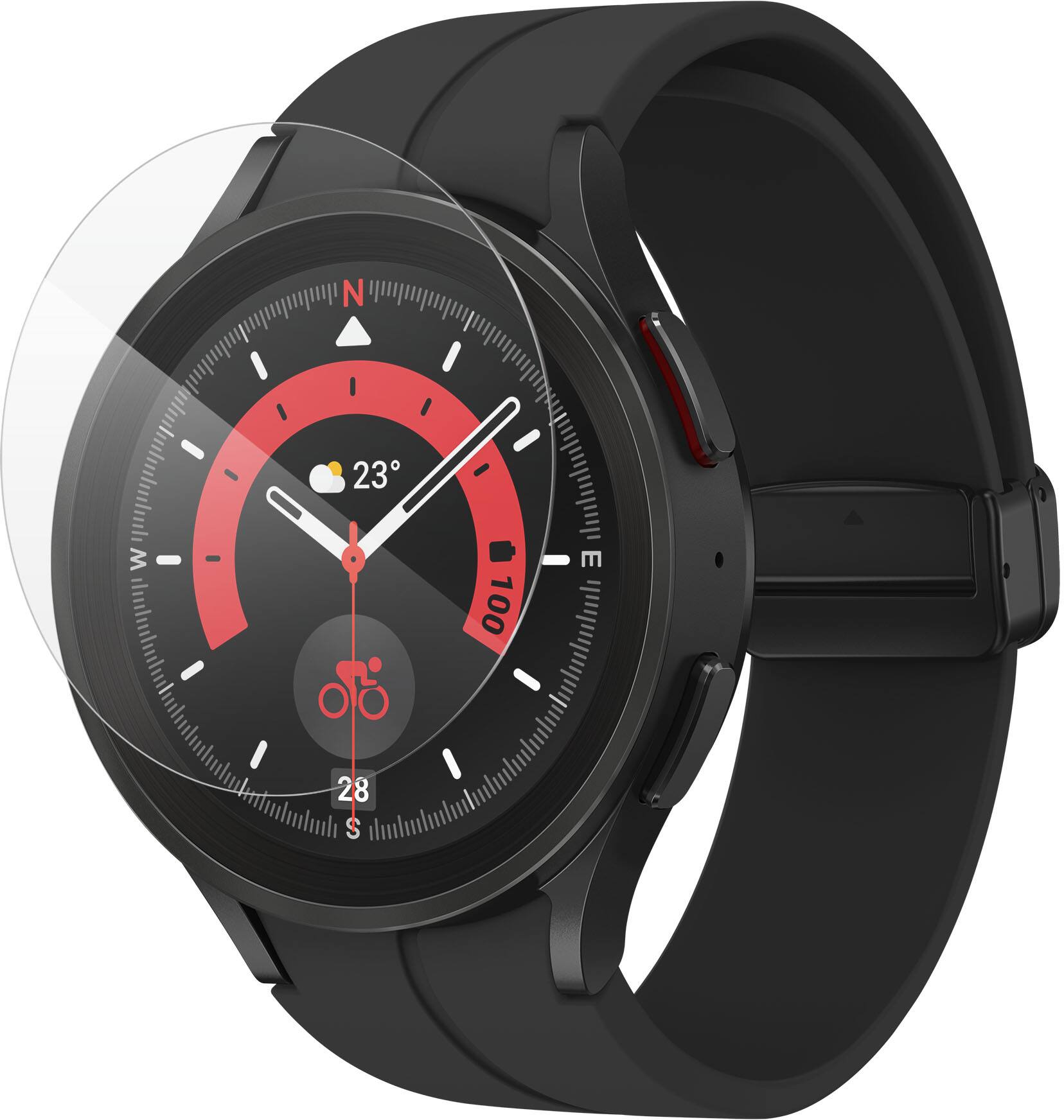 Left. ZAGG - InvisibleShield GlassFusion+ Flexible Hybrid Screen Protector for Samsung Galaxy Watch5 Pro 2022 - Clear.