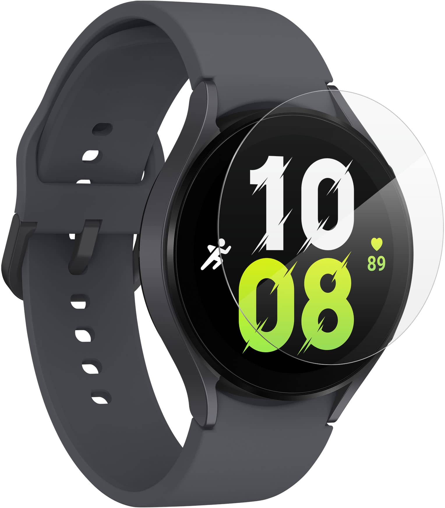 Angle. ZAGG - InvisibleShield GlassFusion+ Flexible Hybrid Screen Protector for Samsung Galaxy Watch5, Galaxy Watch6 44mm - Clear.