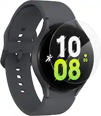 Angle. ZAGG - InvisibleShield GlassFusion+ Flexible Hybrid Screen Protector for Samsung Galaxy Watch5, Galaxy Watch6 44mm - Clear.