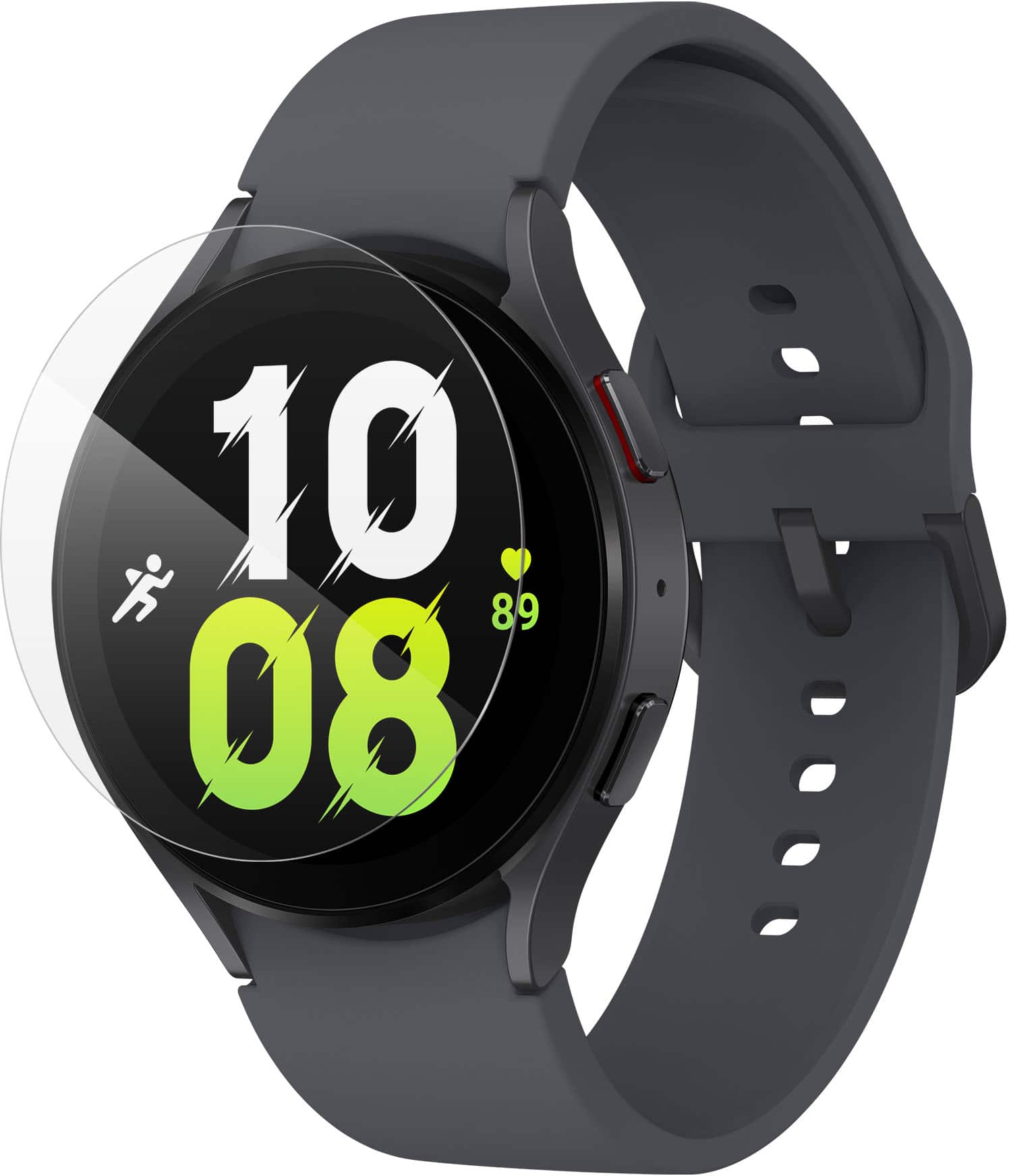 Left. ZAGG - InvisibleShield GlassFusion+ Flexible Hybrid Screen Protector for Samsung Galaxy Watch5, Galaxy Watch6 44mm - Clear.