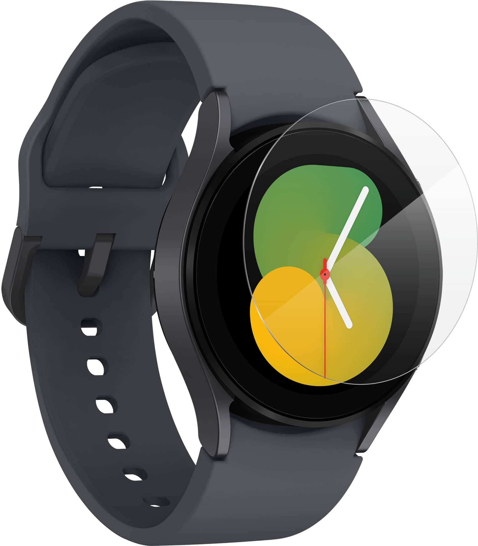 Angle. ZAGG - InvisibleShield GlassFusion+ Flexible Hybrid Screen Protector for Samsung Galaxy Watch5, Galaxy Watch6 40mm - Clear.