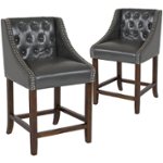 Front Zoom. Flash Furniture - Carmel Series Transitional Walnut Counter Height Stool (set of 2) - Dark Gray LeatherSoft.