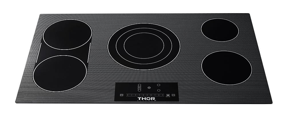 Angle. Thor Kitchen - 36 Inch Electric Cooktop - Black Ceramic Glass.