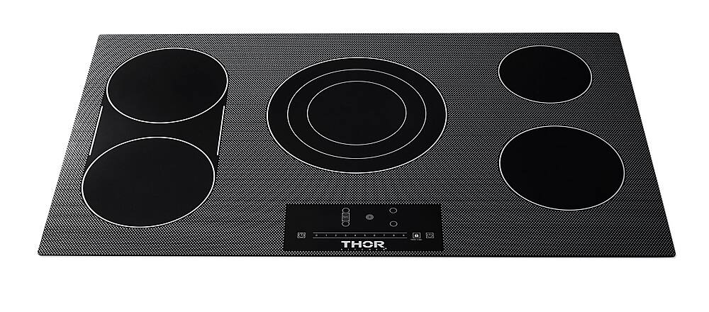 Angle. Thor Kitchen - 36 Inch Electric Cooktop - Black Ceramic Glass.