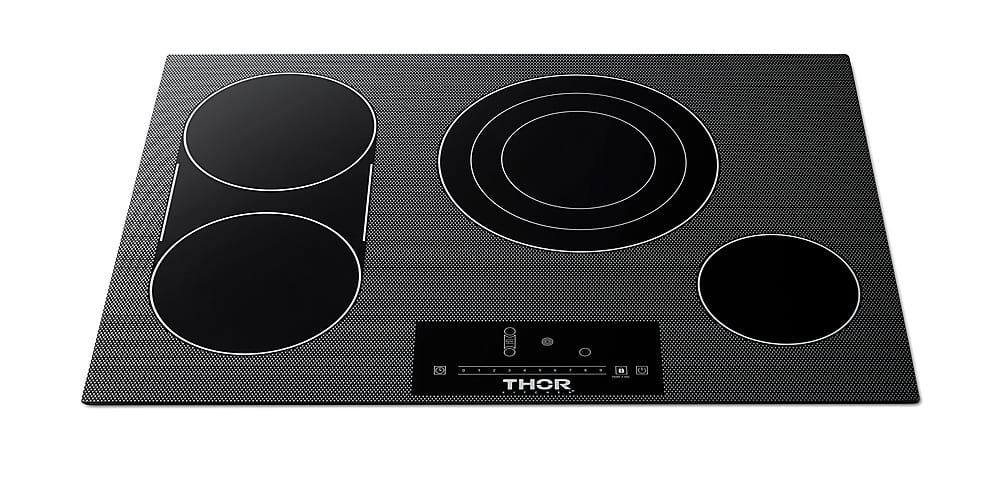 Angle. Thor Kitchen - 30 Inch Electric Cooktop - Black Ceramic Glass.