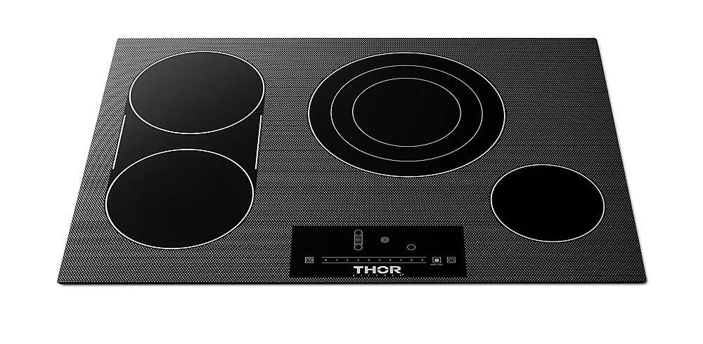 Angle. Thor Kitchen - 30 Inch Electric Cooktop - Black Ceramic Glass.