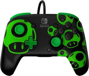 PDP REMATCH Wired Controller: 1-Up Glow in the Dark For Nintendo Switch, Nintendo Switch - OLED Model - Green/Black