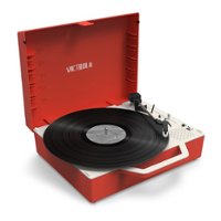 Victrola - Re-Spin Sustainable Bluetooth Suitcase Record Player - Poinsettia Red - Front_Zoom