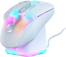 ROCCAT - Kone XP Air Wireless Optical Gaming Mouse with Charging Dock and AIMO RGB Lighting - White - Front_Zoom