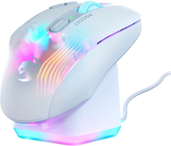 Front Zoom. ROCCAT - Kone XP Air Wireless Optical Gaming Mouse with Charging Dock and AIMO RGB Lighting - White.