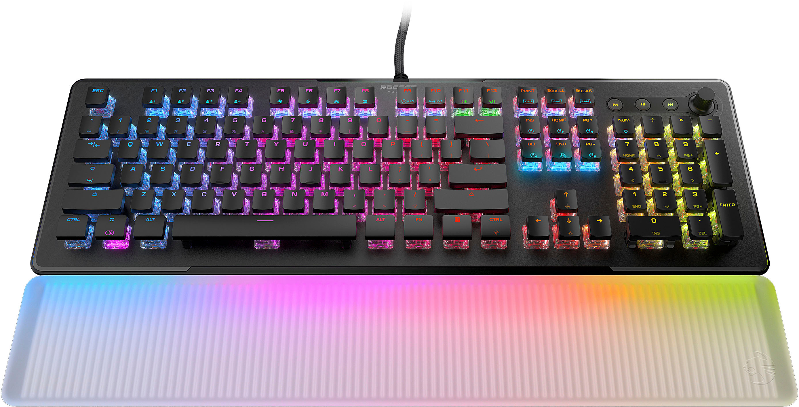 ROCCAT Vulcan 100 AIMO Mechanical PC Gaming Keyboard, RGB Lighting, Silent,  Per Key LED Illumination, Brown Switches, Aluminum Top Plate, Silver