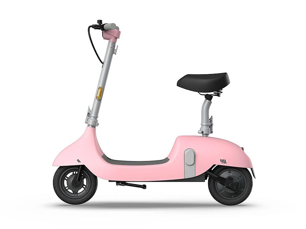 Left. OKAI - Ceetle Pro Electric Scooter with Foldable Seat w/35 Miles Operating Range & 15.5mph Max Speed - Pink.