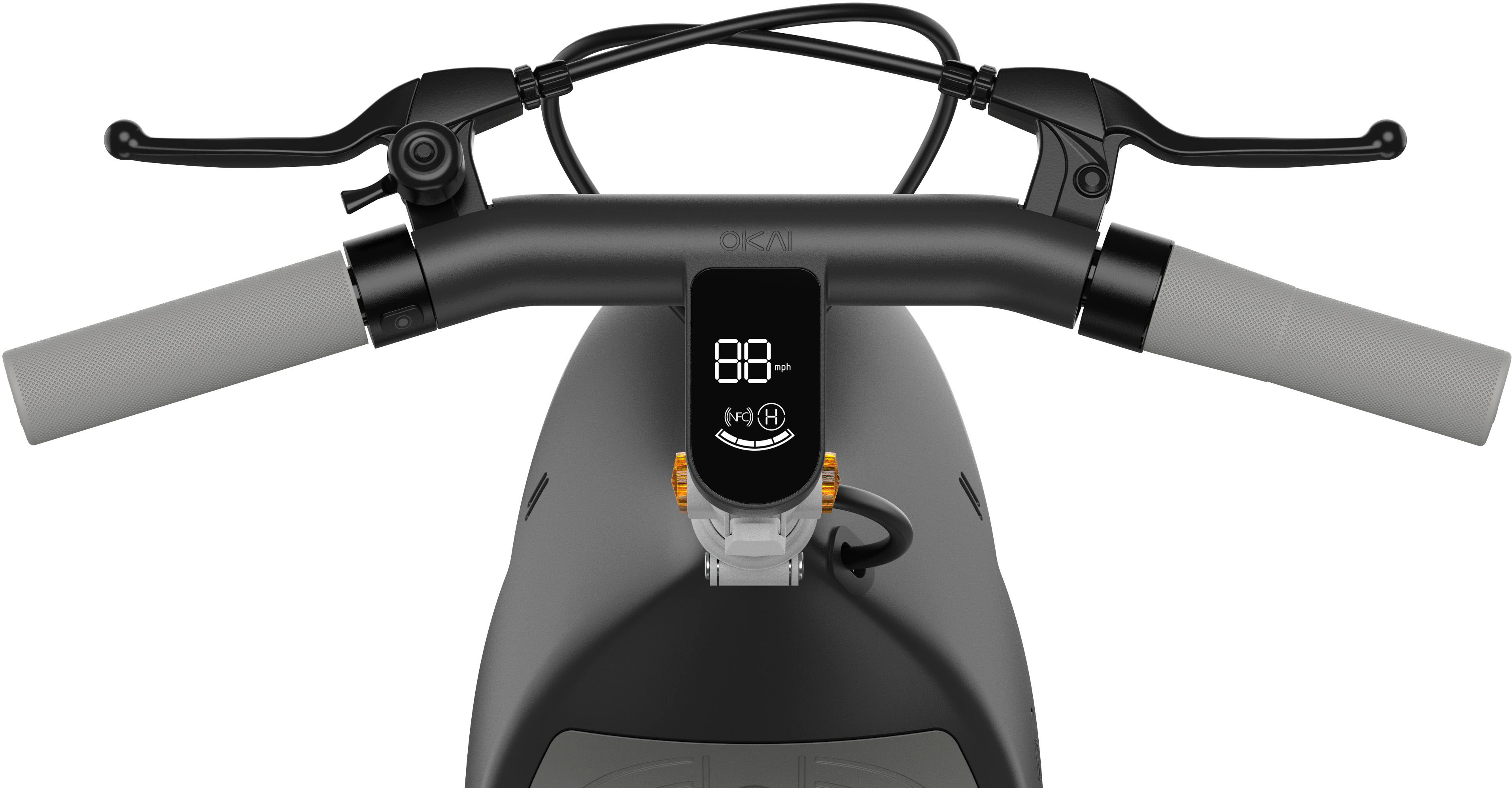 Angle View: OKAI - Ceetle Pro Electric Scooter with Foldable Seat w/35 Miles Operating Range & 15.5mph Max Speed - Black