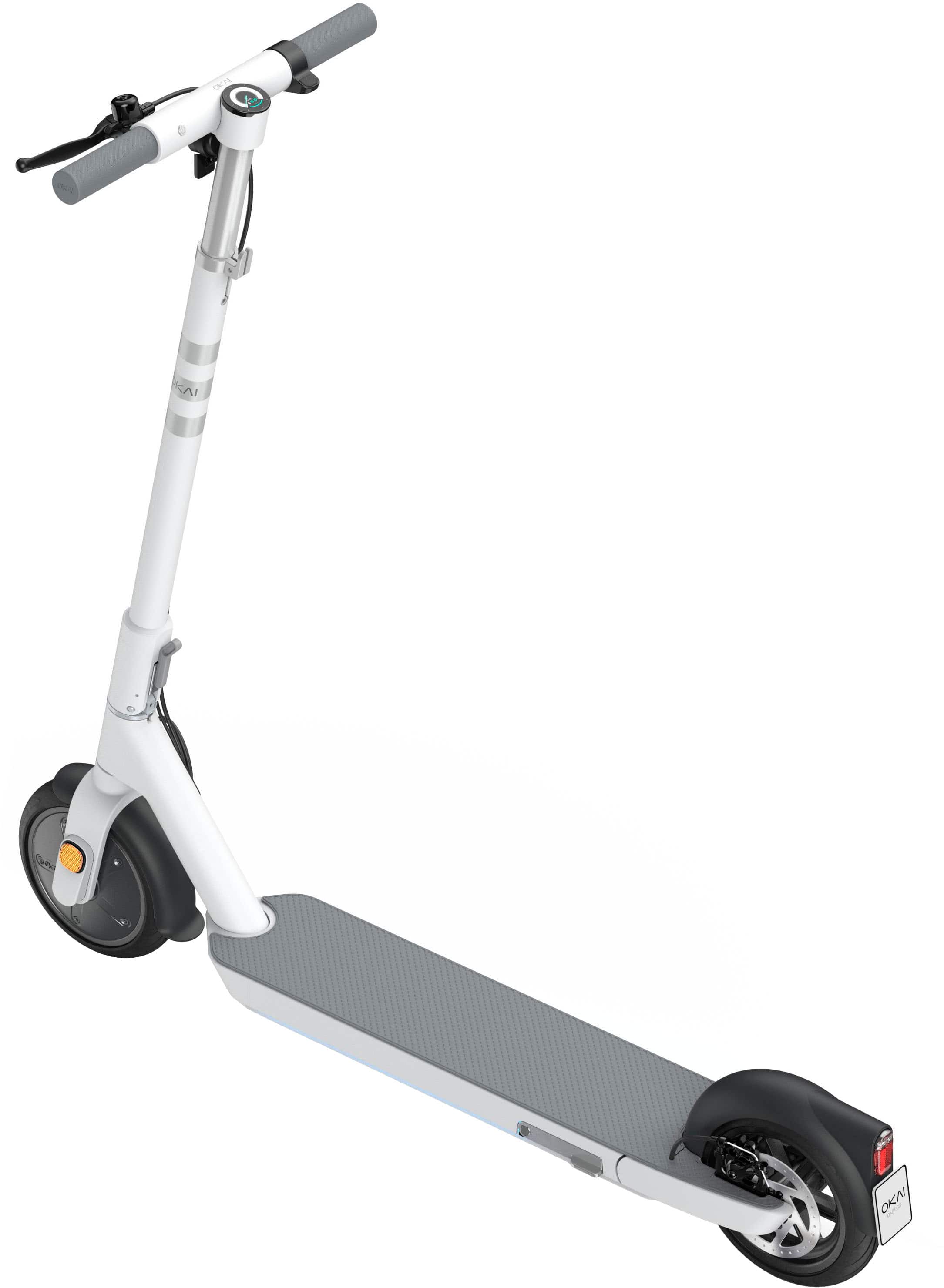 Left. OKAI - Neon II Electric Scooter w/ 25 Miles Operating Range & 15.5 mph Max Speed - White.