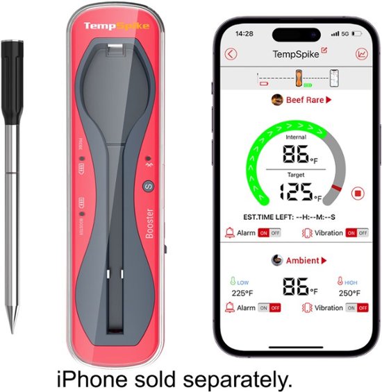 ThermoPro TempSpike Bluetooth Smart Food/Meat Thermometer Red/Black  TempSpike - Best Buy