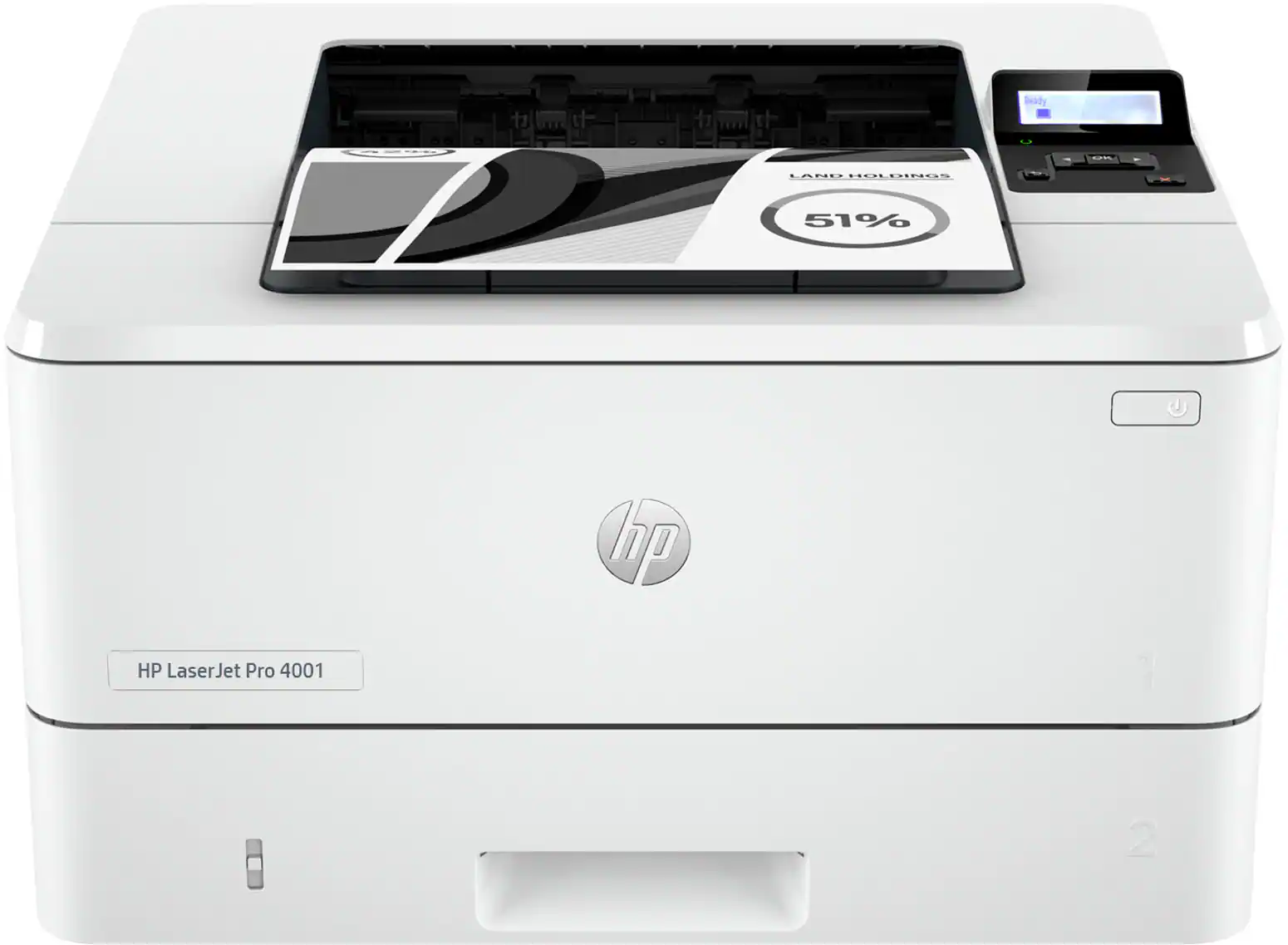Front. HP - LaserJet Pro 4001n Black-and-White Laser Printer - White.