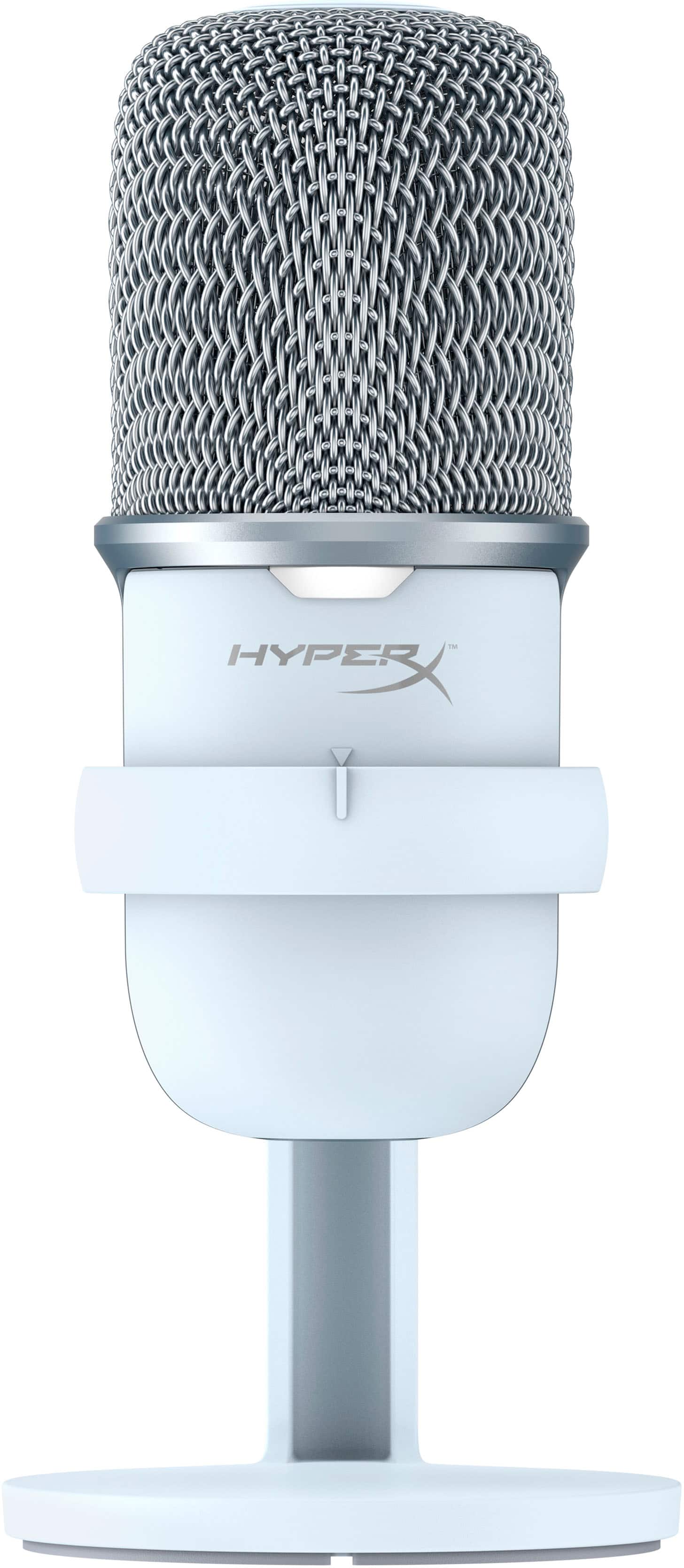 Front. HyperX - SoloCast Wired Cardioid USB Condenser Gaming Microphone - White.