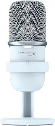Front. HyperX - SoloCast Wired Cardioid USB Condenser Gaming Microphone - White.