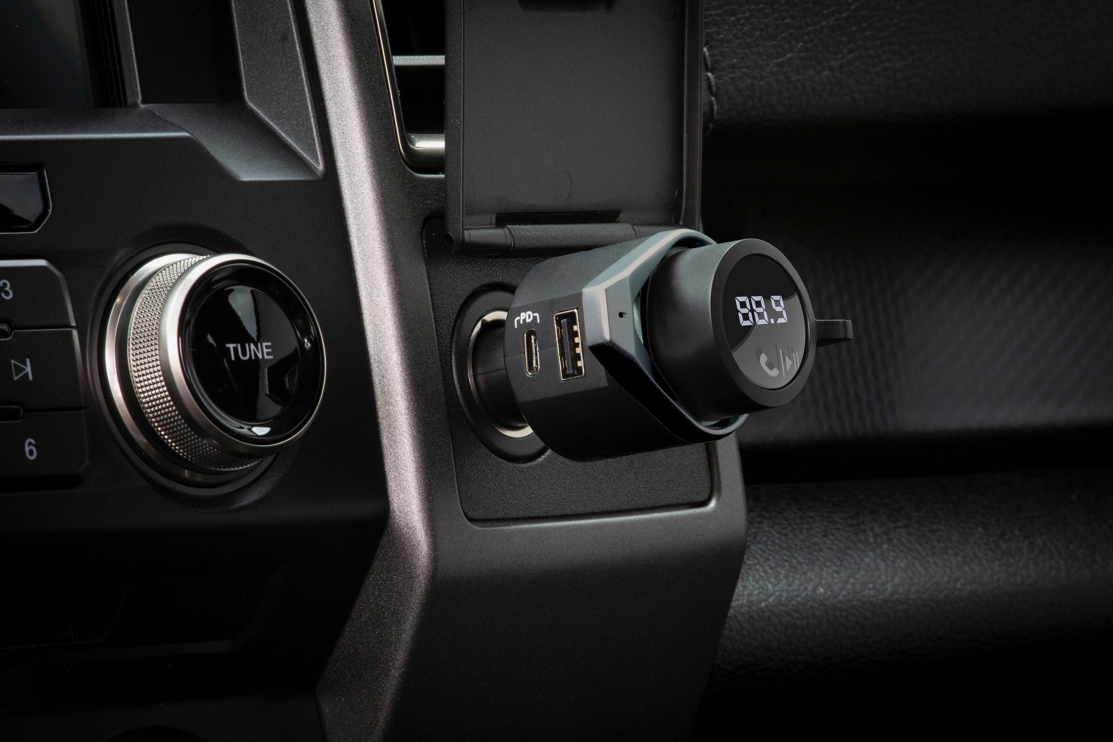 Left. Scosche - Pro Bluetooth FM Transmitter with Power Delivery - Black.