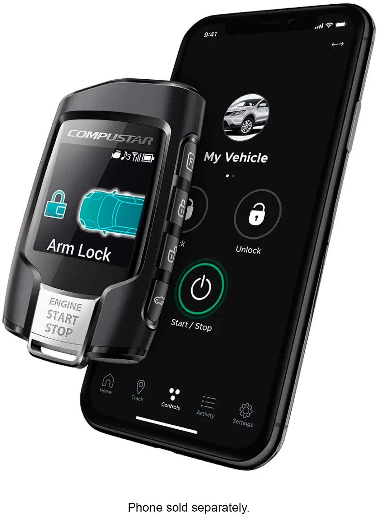 Left. Compustar - Q9 2-Way LCD RFX Bundle with LTE Module Remote Upgrade Kit - Black.