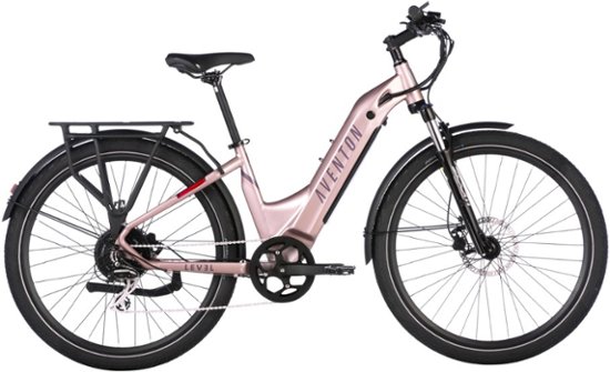 Front. Aventon - Level.2 Commuter Step-Through eBike w/ up to 60 miles Max Operating Range and 28 MPH Max Speed - Himalayan Pink.