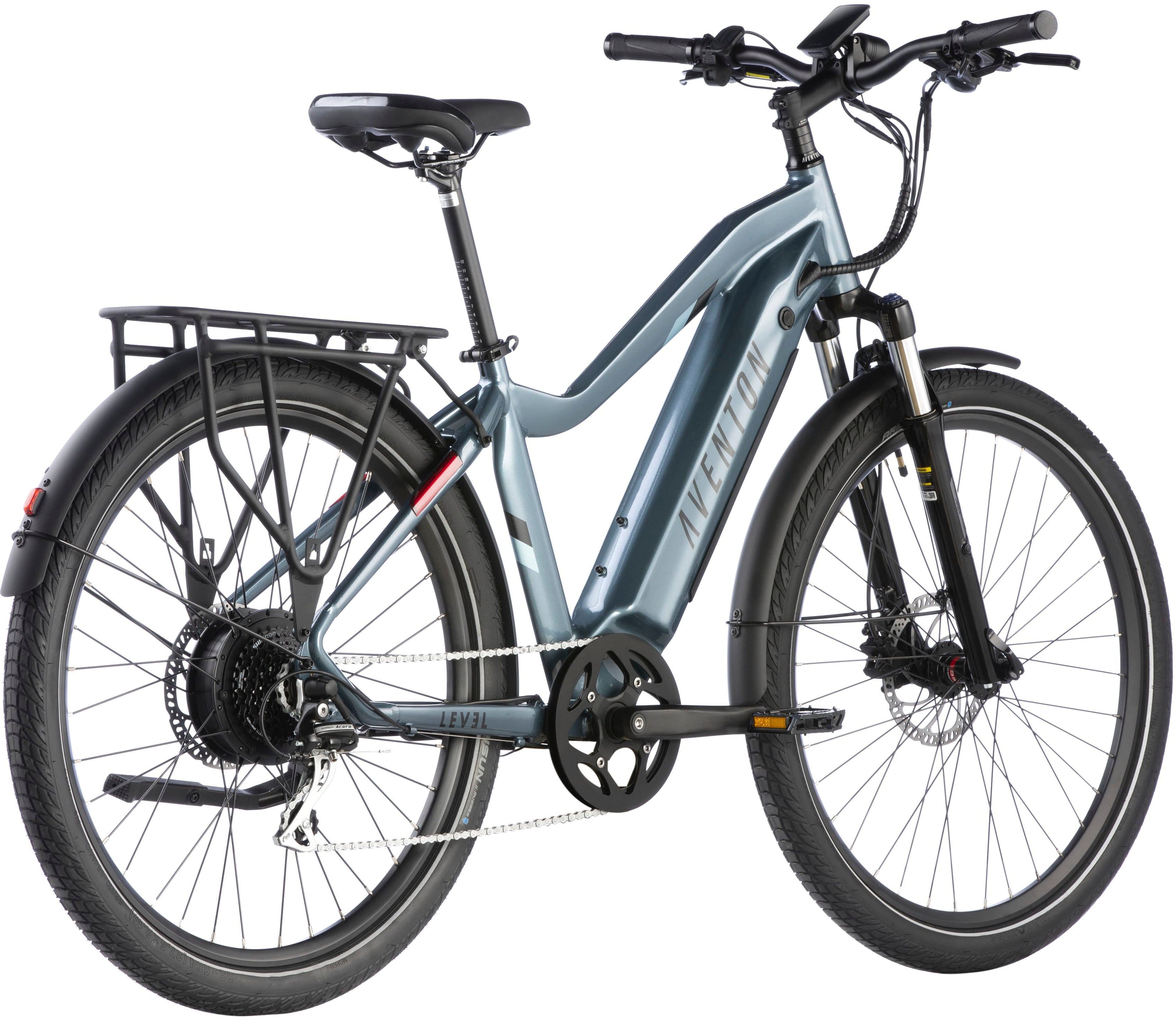 Left View: Aventon - Level.2 Commuter Step-Over eBike w/ up to 60 miles Max Operating Range and 28 MPH Max Speed - Large - Glacier Blue