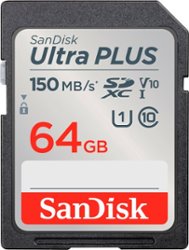 SanDisk - Ultra PLUS 64GB SDXC UHS-I Memory Card - Front_Zoom