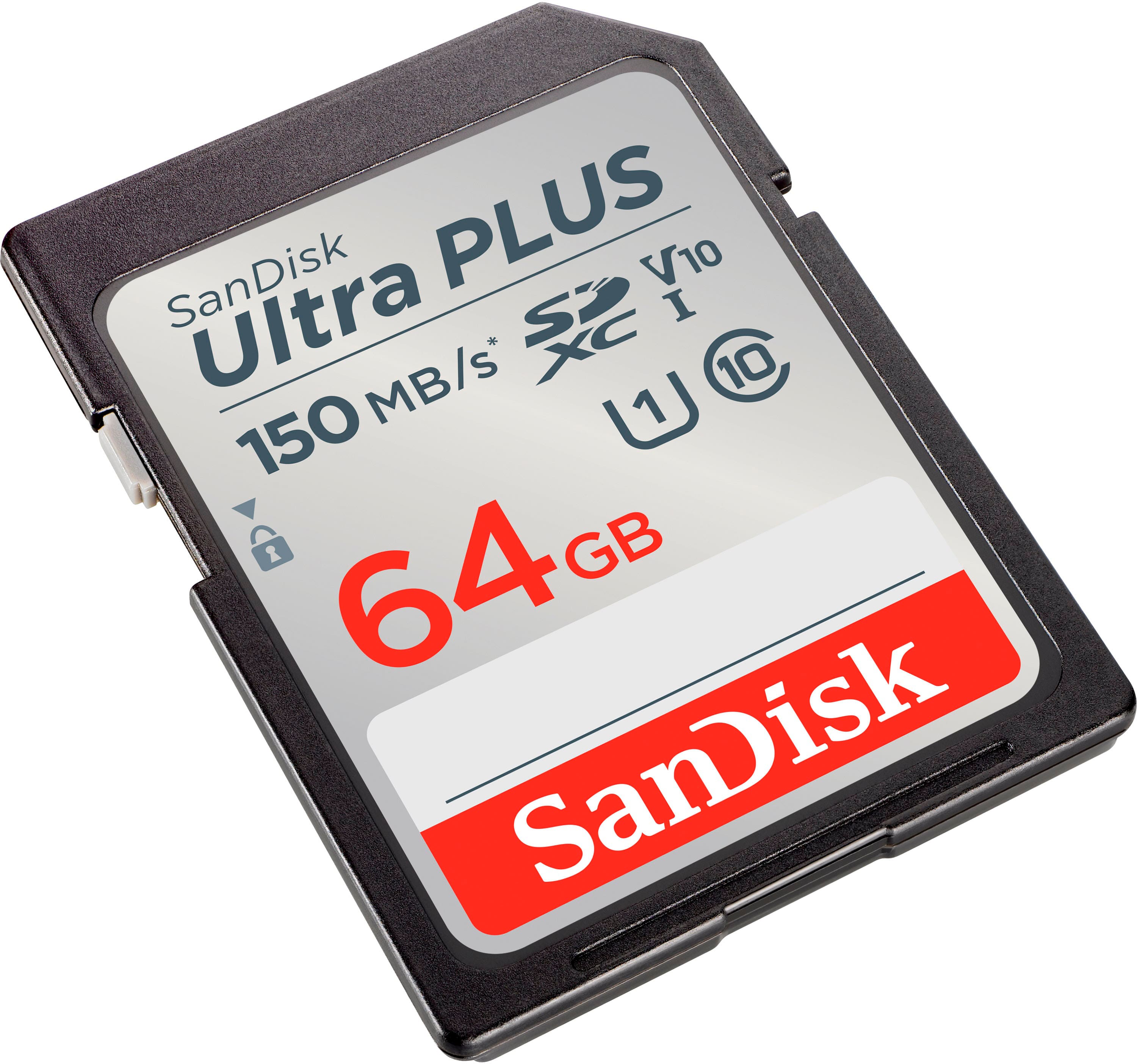 Alt View 11. SanDisk - Ultra PLUS 64GB SDXC UHS-I Memory Card - Black/Silver.