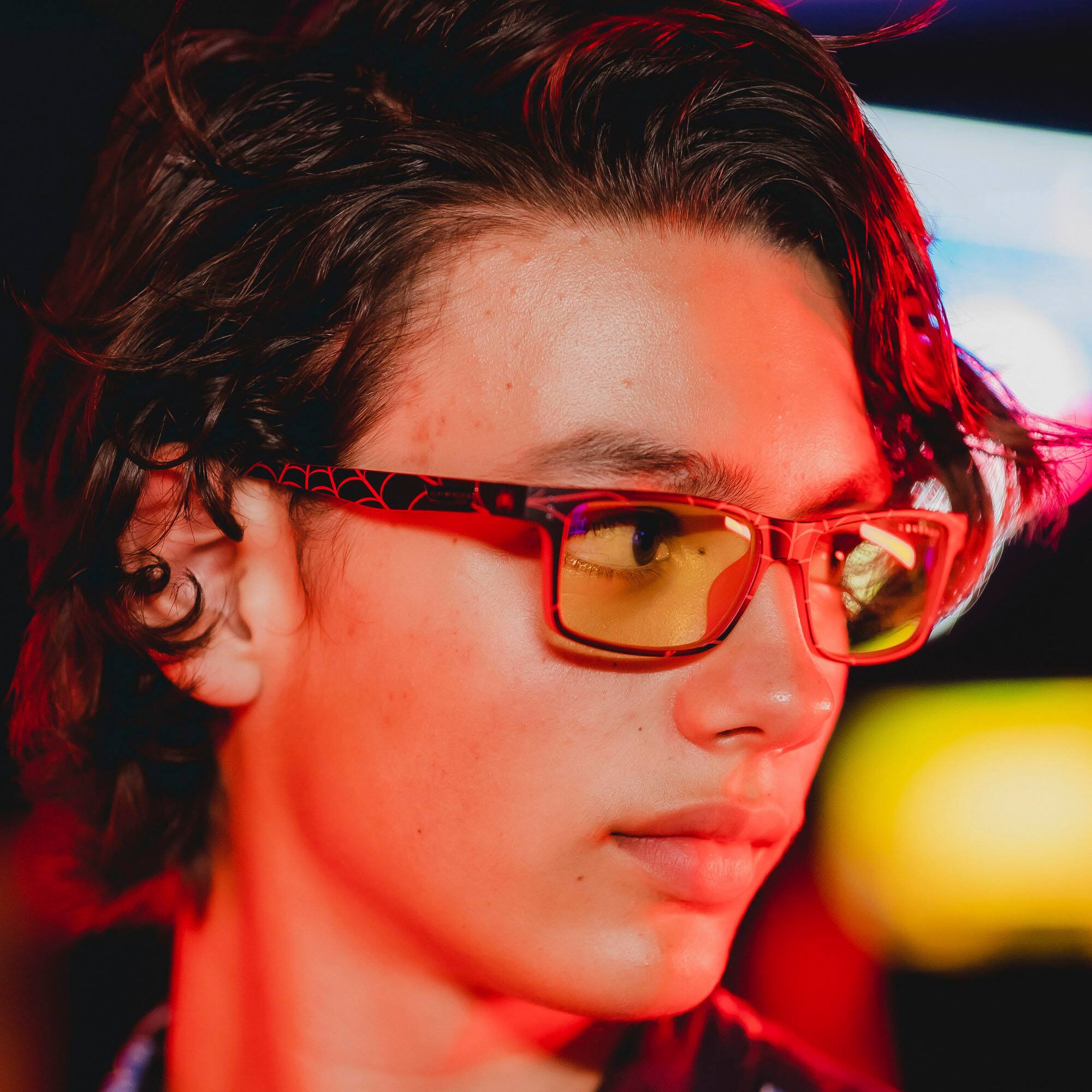 Alt View 12. GUNNAR - Blue Light Gaming & Computer Glasses - Cruz Spider Man - Red.