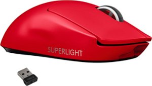 Logitech - PRO X SUPERLIGHT Lightweight Wireless Optical Gaming Mouse with HERO 25K Sensor - Red - Front_Zoom