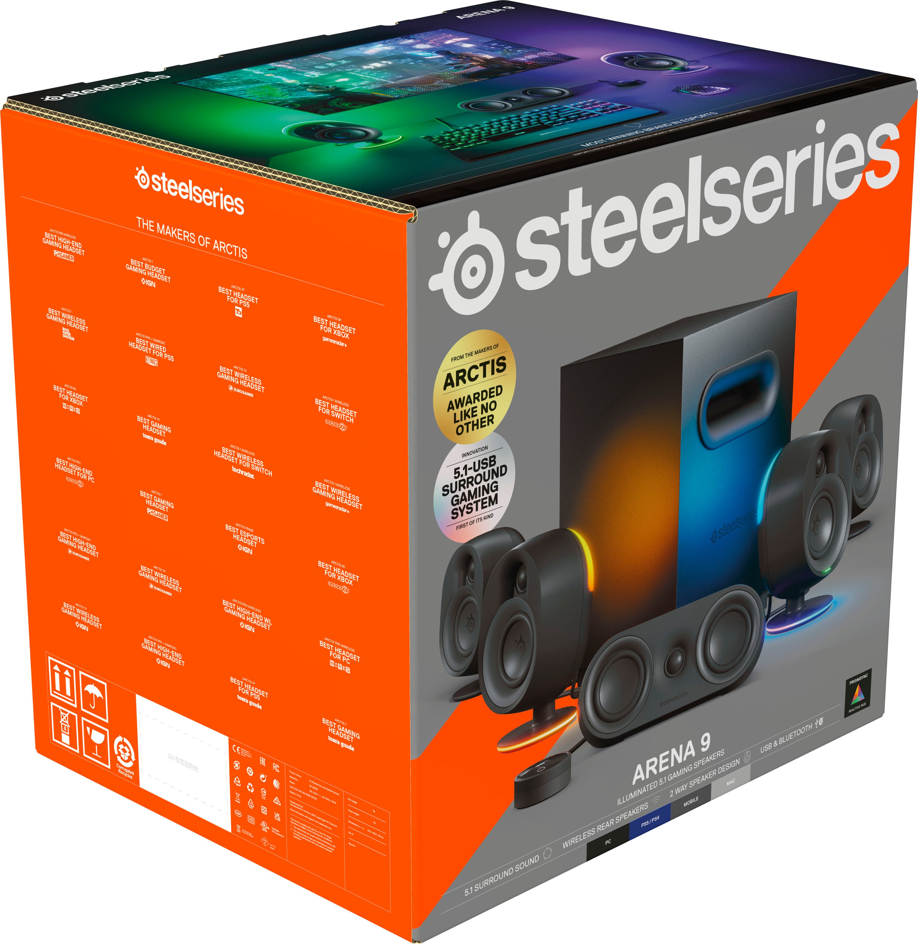 Fæstning lastbil træt SteelSeries Arena 9 5.1 Bluetooth Gaming Speakers with RGB Lighting (6  Piece) Black 61547 - Best Buy