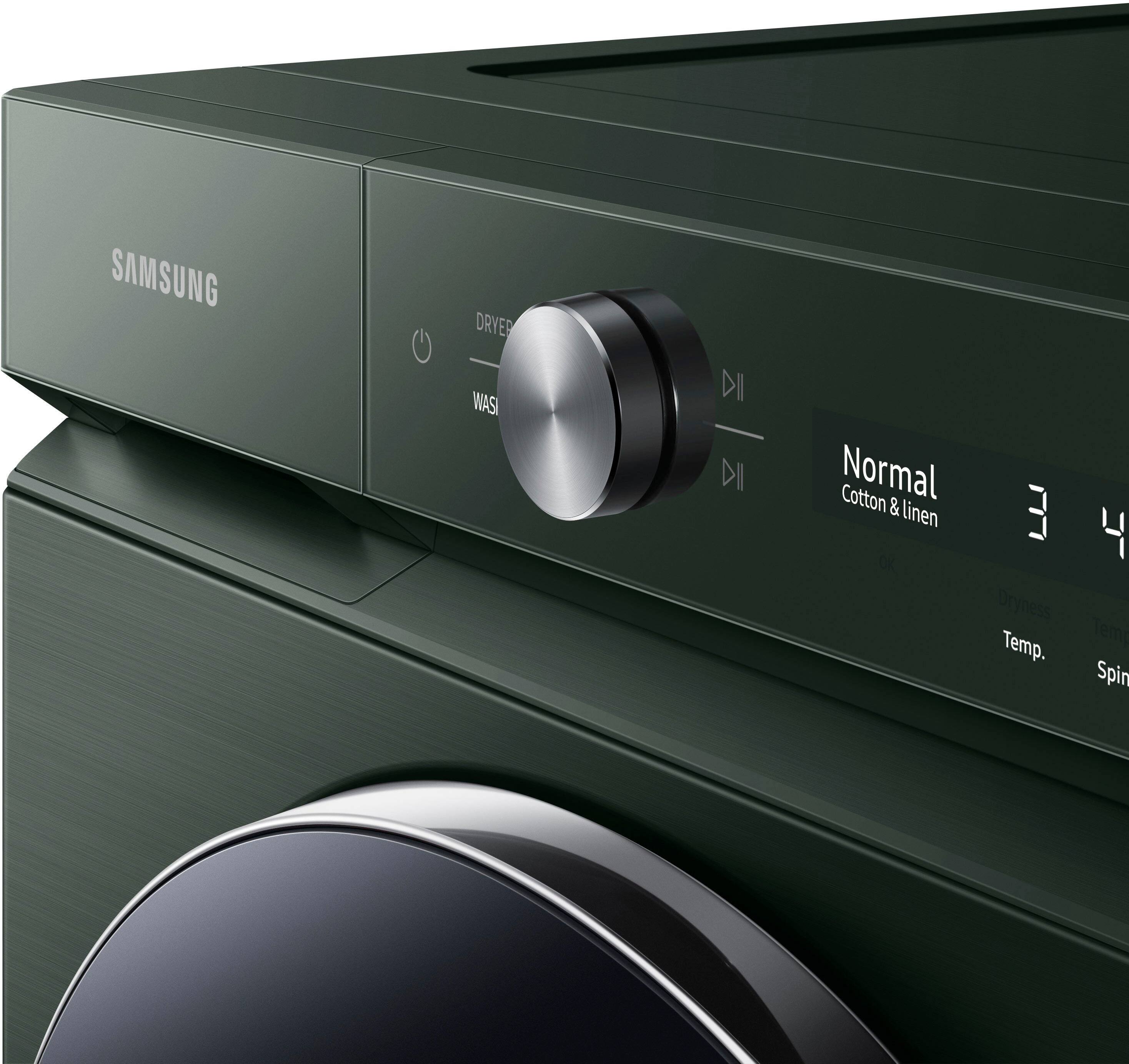 Alt View 12. Samsung - BESPOKE 5.3 Cu. Ft. High-Efficiency Stackable Smart Front Load Washer with Steam and AI OptiWash - Forest Green.