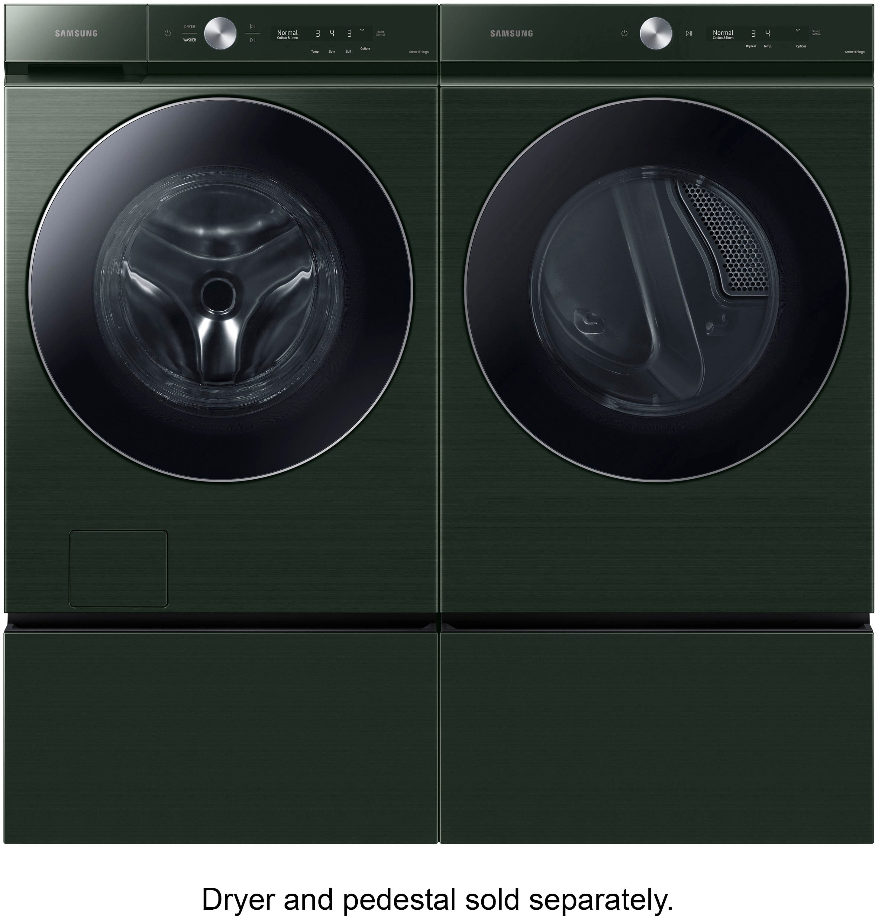 Alt View 20. Samsung - BESPOKE 5.3 Cu. Ft. High-Efficiency Stackable Smart Front Load Washer with Steam and AI OptiWash - Forest Green.