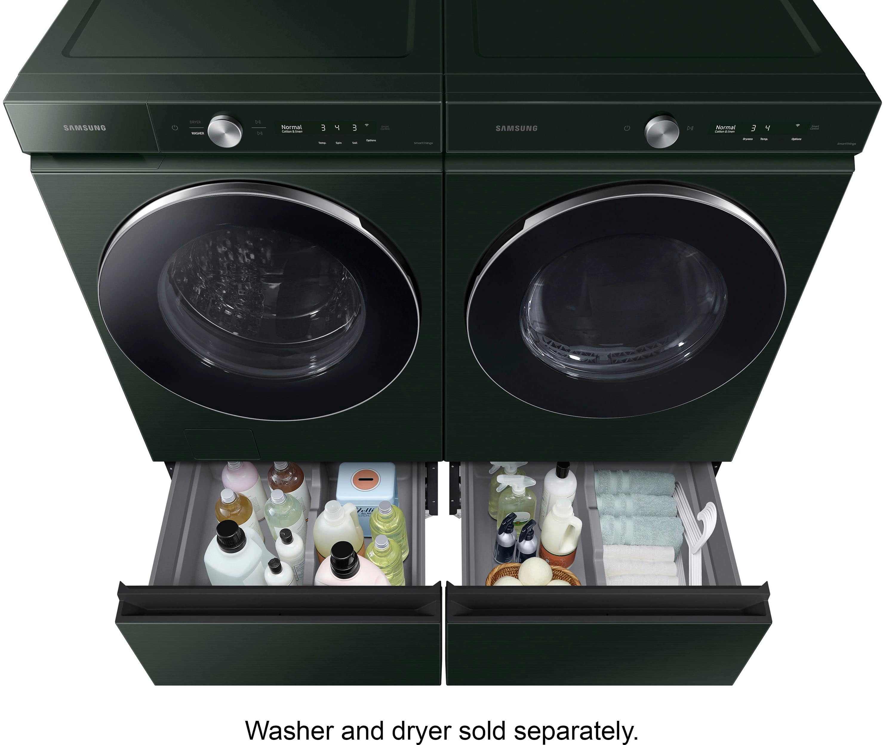 Alt View 13. Samsung - Bespoke 27-in Laundry Pedestal with Storage Drawer - Forest Green.