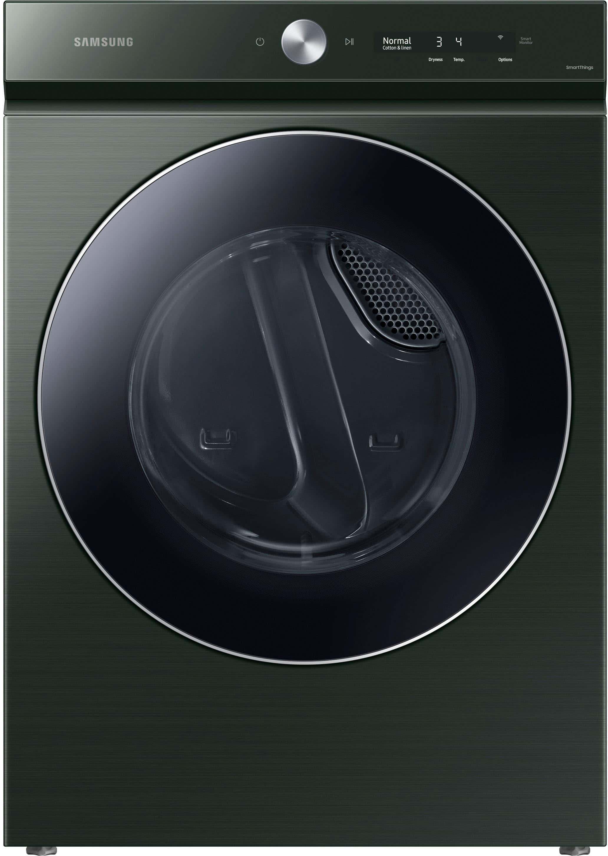 Front. Samsung - BESPOKE 7.6 Cu. Ft. Stackable Smart Gas Dryer with Steam and AI Optimal Dry - Forest Green.