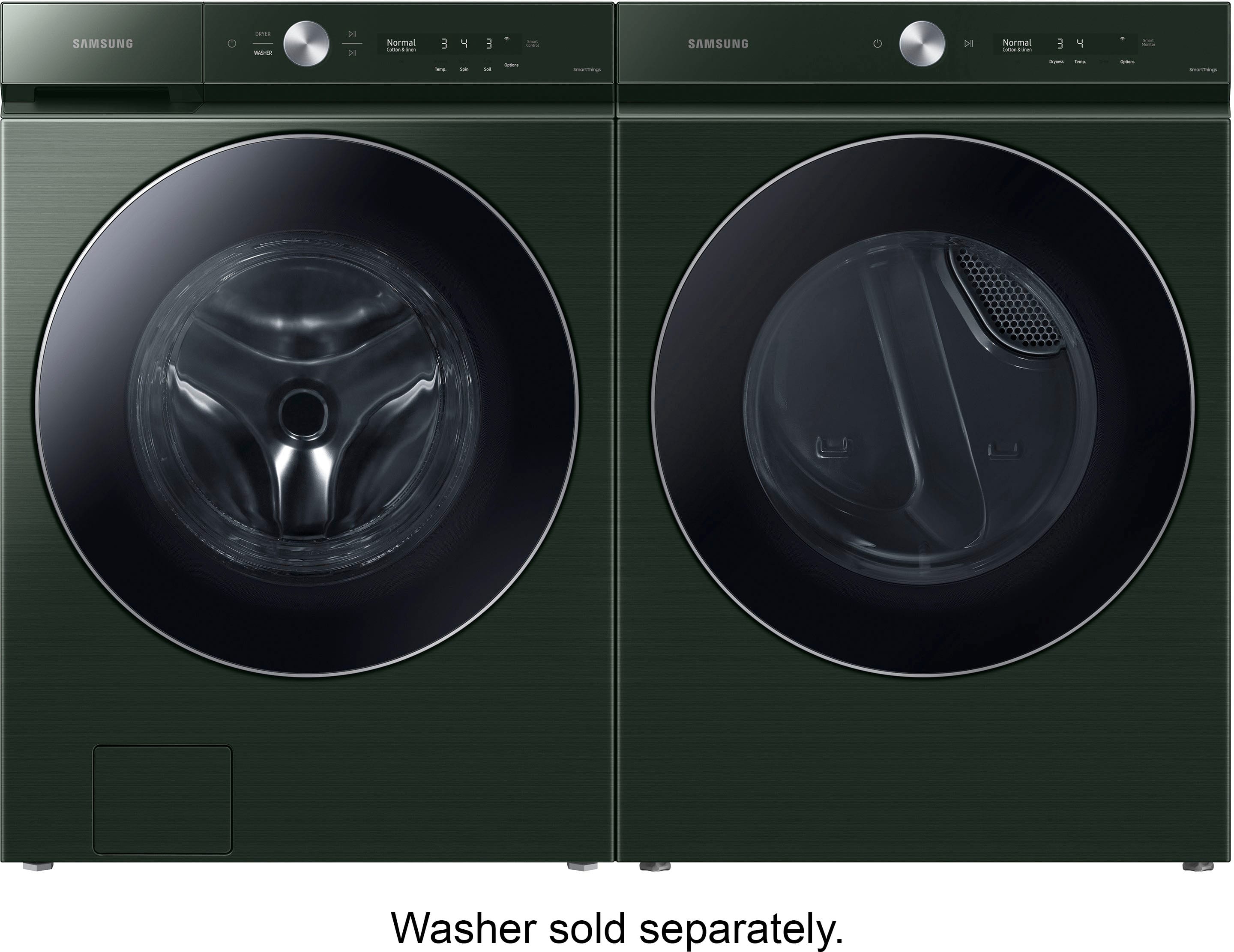 Alt View 20. Samsung - BESPOKE 7.6 Cu. Ft. Stackable Smart Gas Dryer with Steam and AI Optimal Dry - Forest Green.